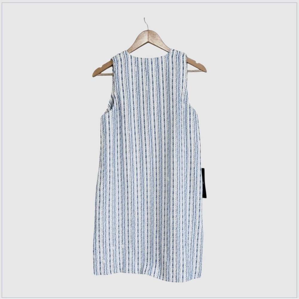 NWT Pomander Place Bianca Tweed Shift Dress Blue Cream Size S Tuckernuck - Picture 6 of 12